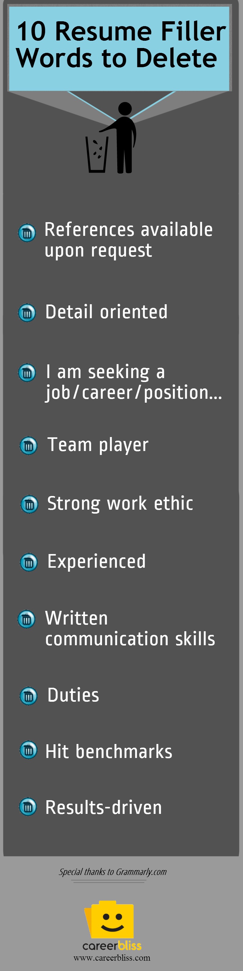 Resume Tips Toss these Resume Filler Words Infographic CareerBliss
