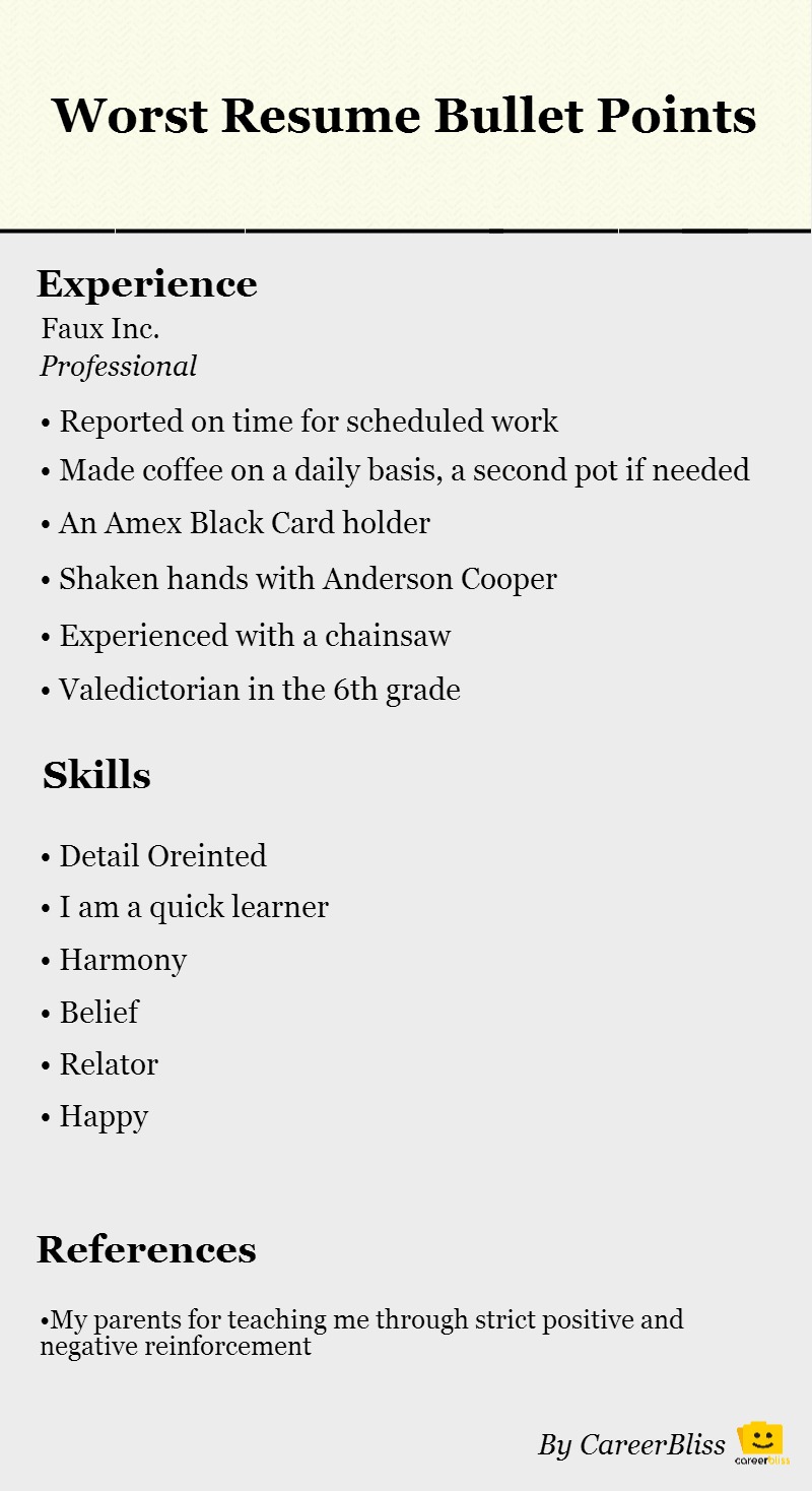 bullet point resume samples Resume bullet points use many create add ...